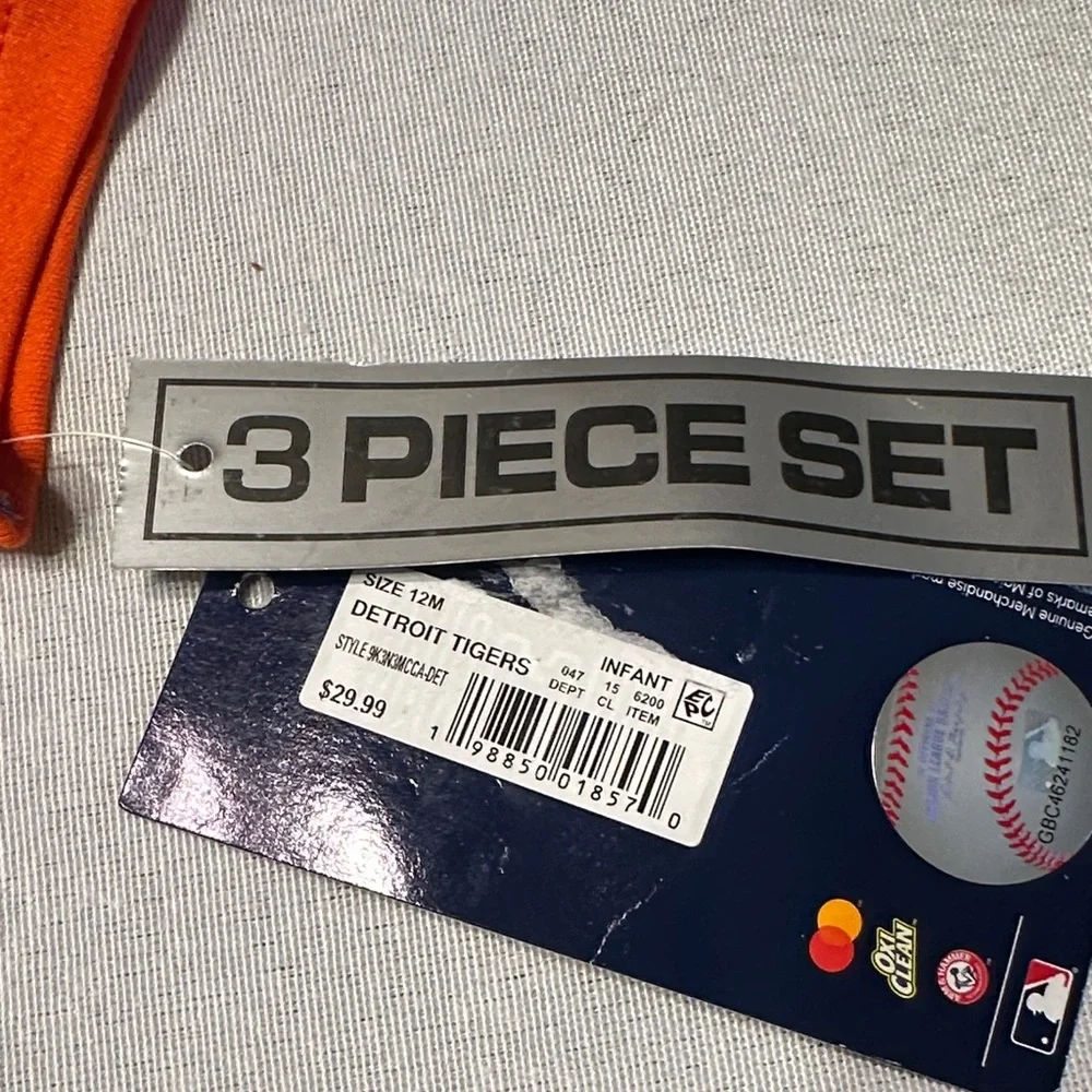 NWT, Detroit Tigers 🐯 Set of 3, Onsies, 12 Month🧡💙